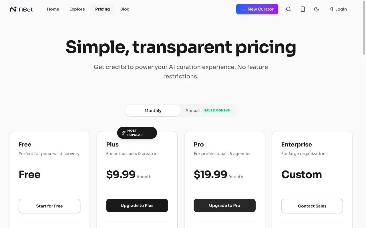NBot.ai — pricing page