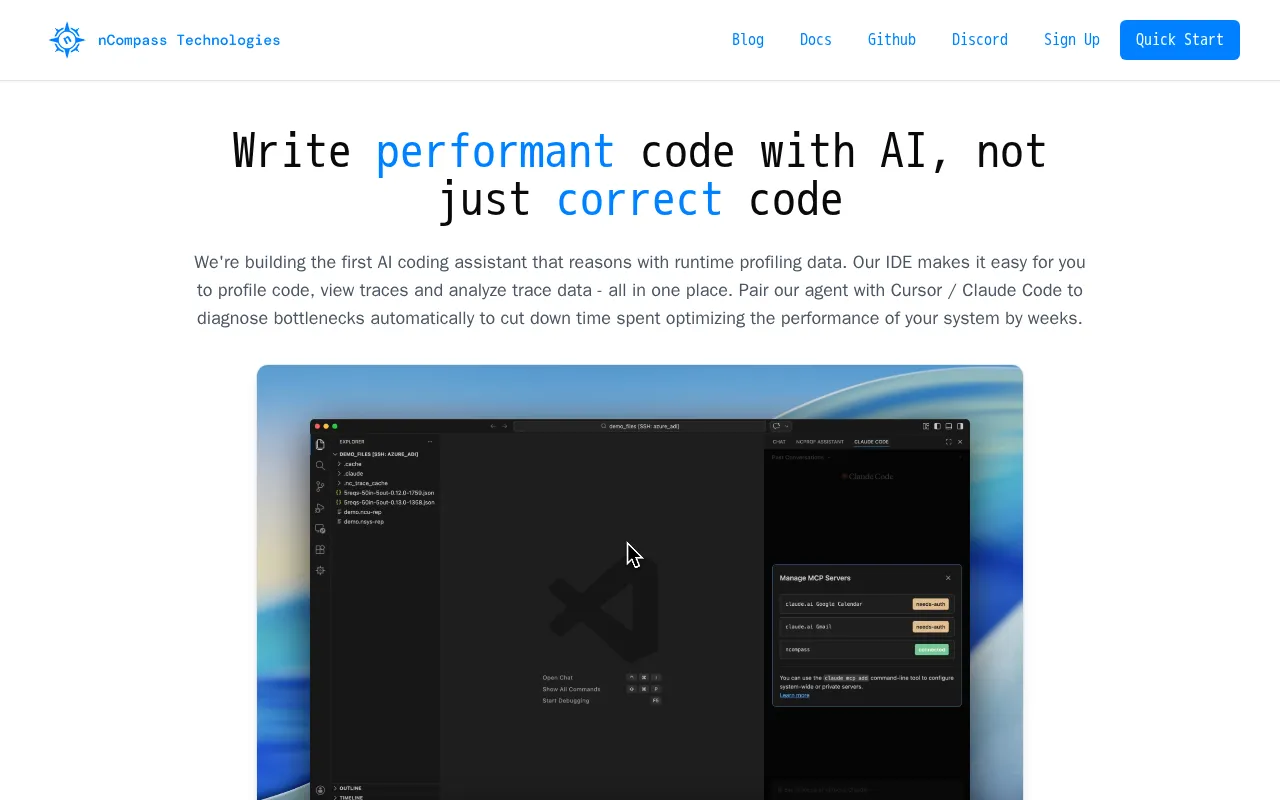 nCompass Performance Optimization IDE — pricing page