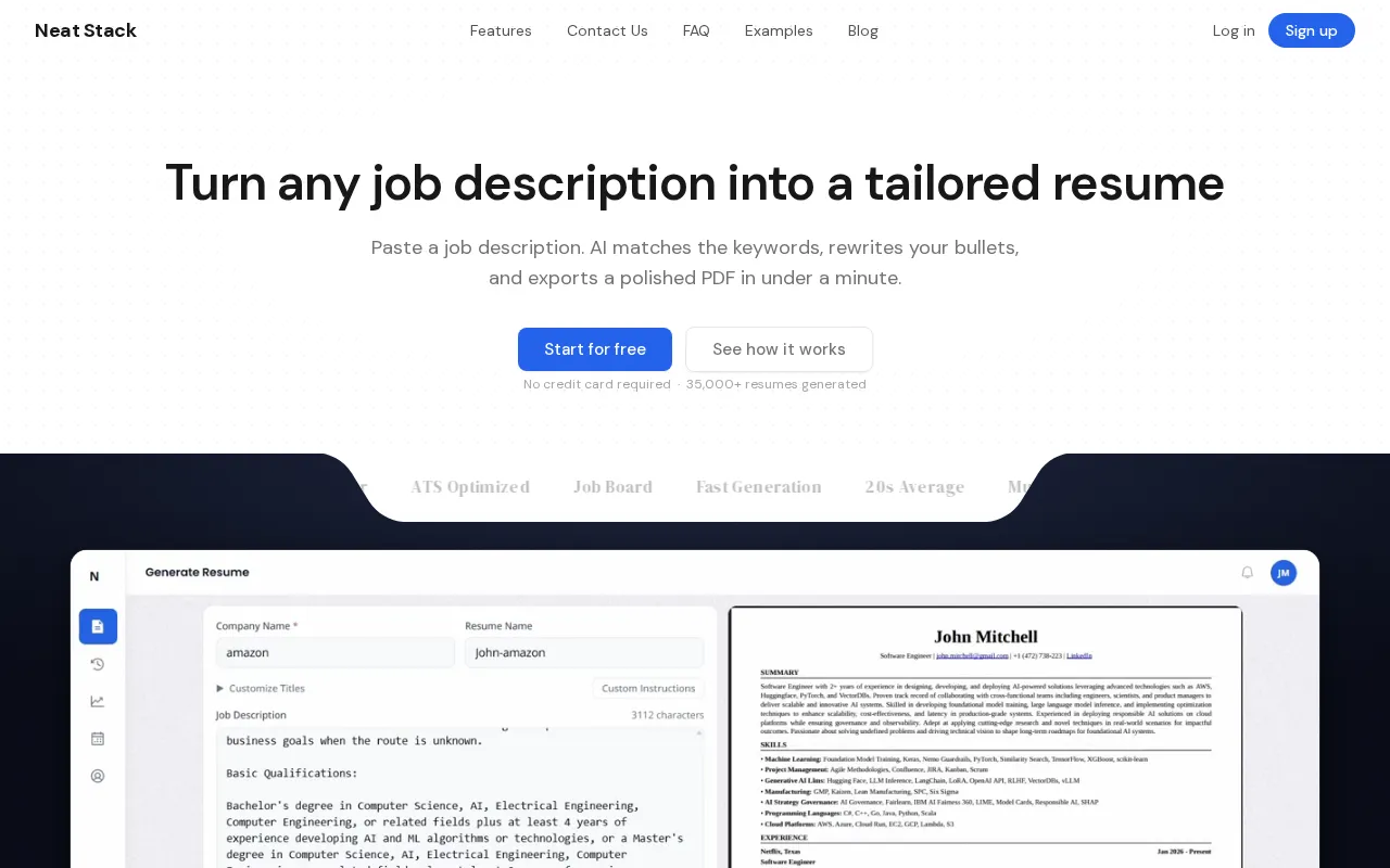 Neat Stack — pricing page