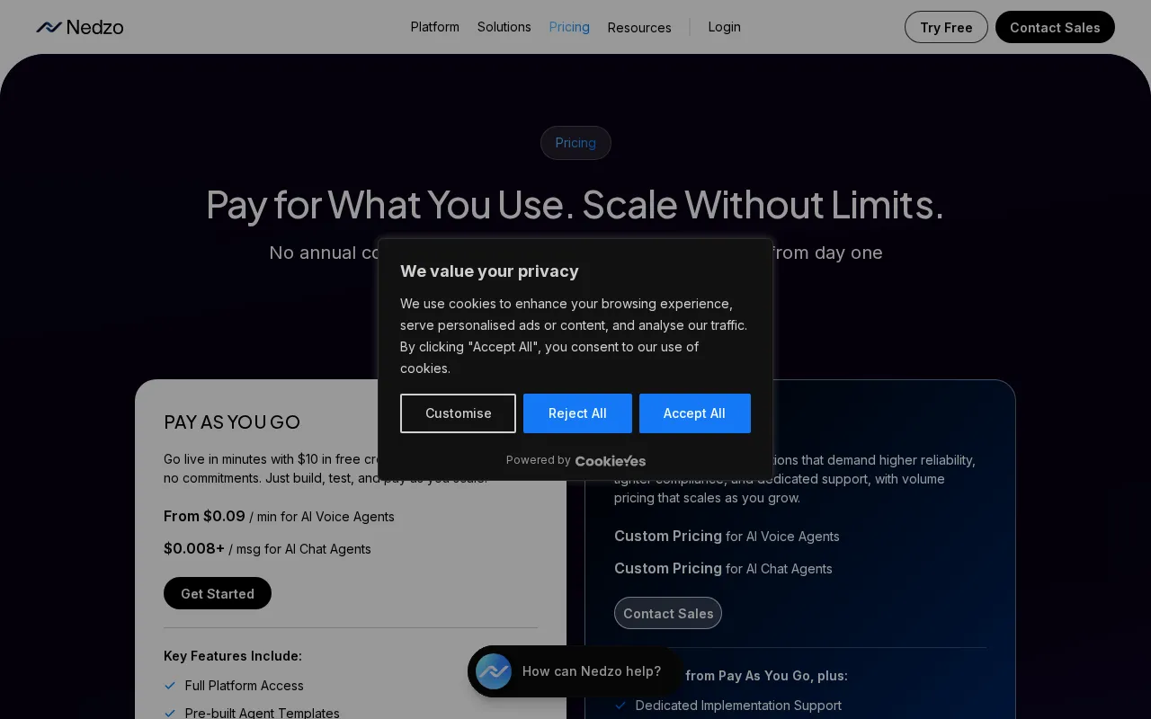 Nedzo — pricing page