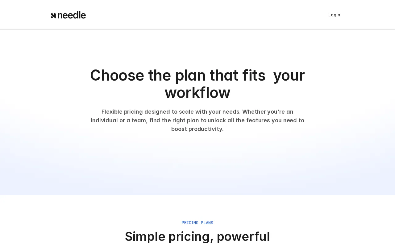 Needle — pricing page