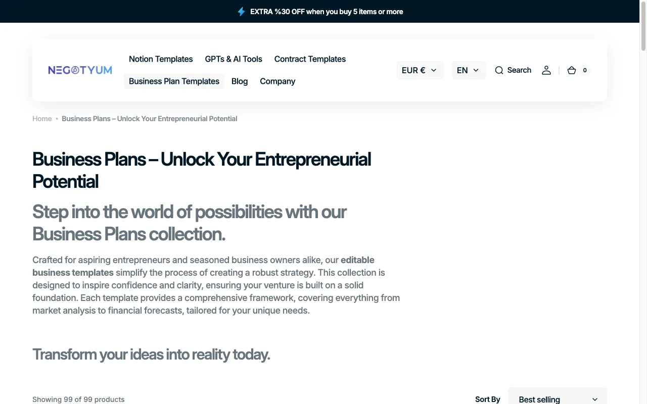 Negotyum — pricing page