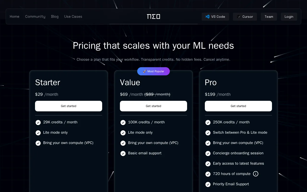 Neo AI engineer — pricing page