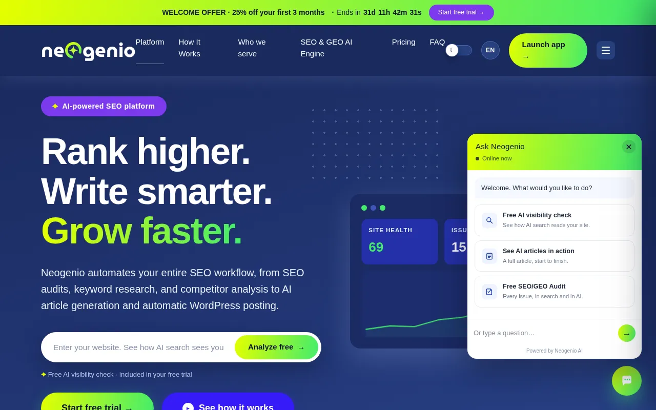 Neogenio SEO & GEO AI Engine — preview screenshot
