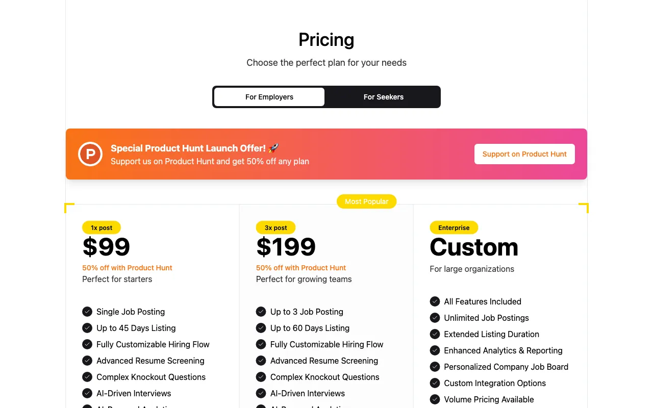 Neohyre — pricing page
