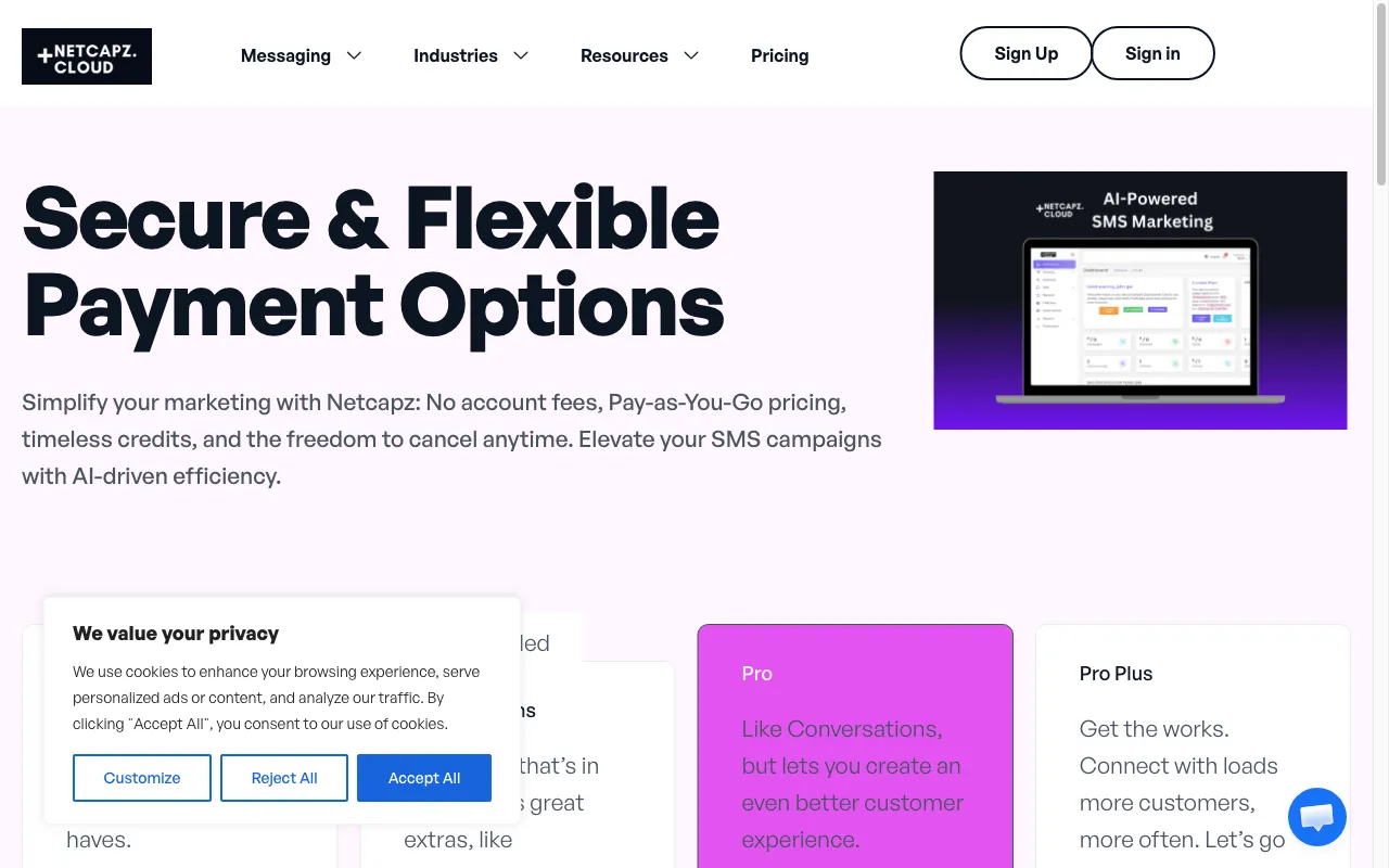 Netcapz — pricing page