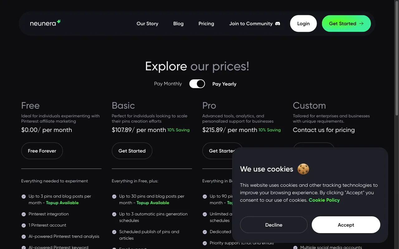 Neunera — pricing page