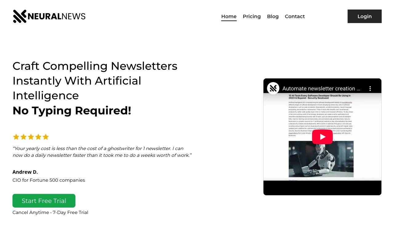 Neural Newsletters — preview screenshot