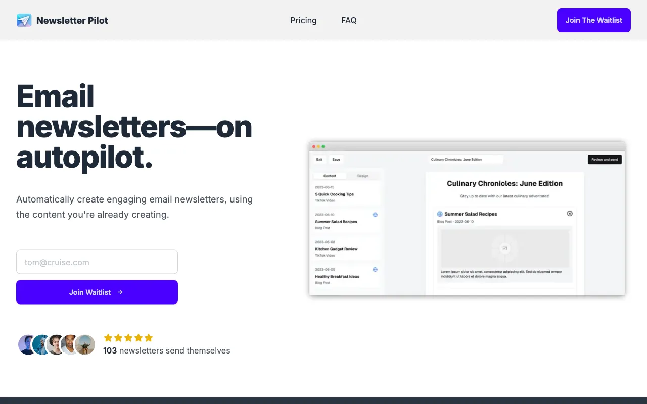Newsletter Pilot — preview screenshot