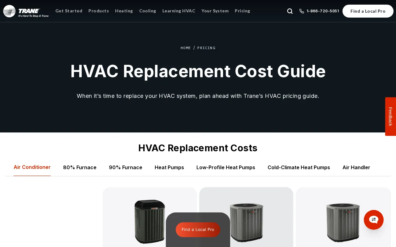 Trane Residential — pricing page