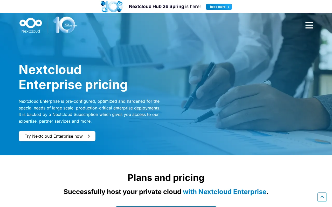 Nextcloud — pricing page