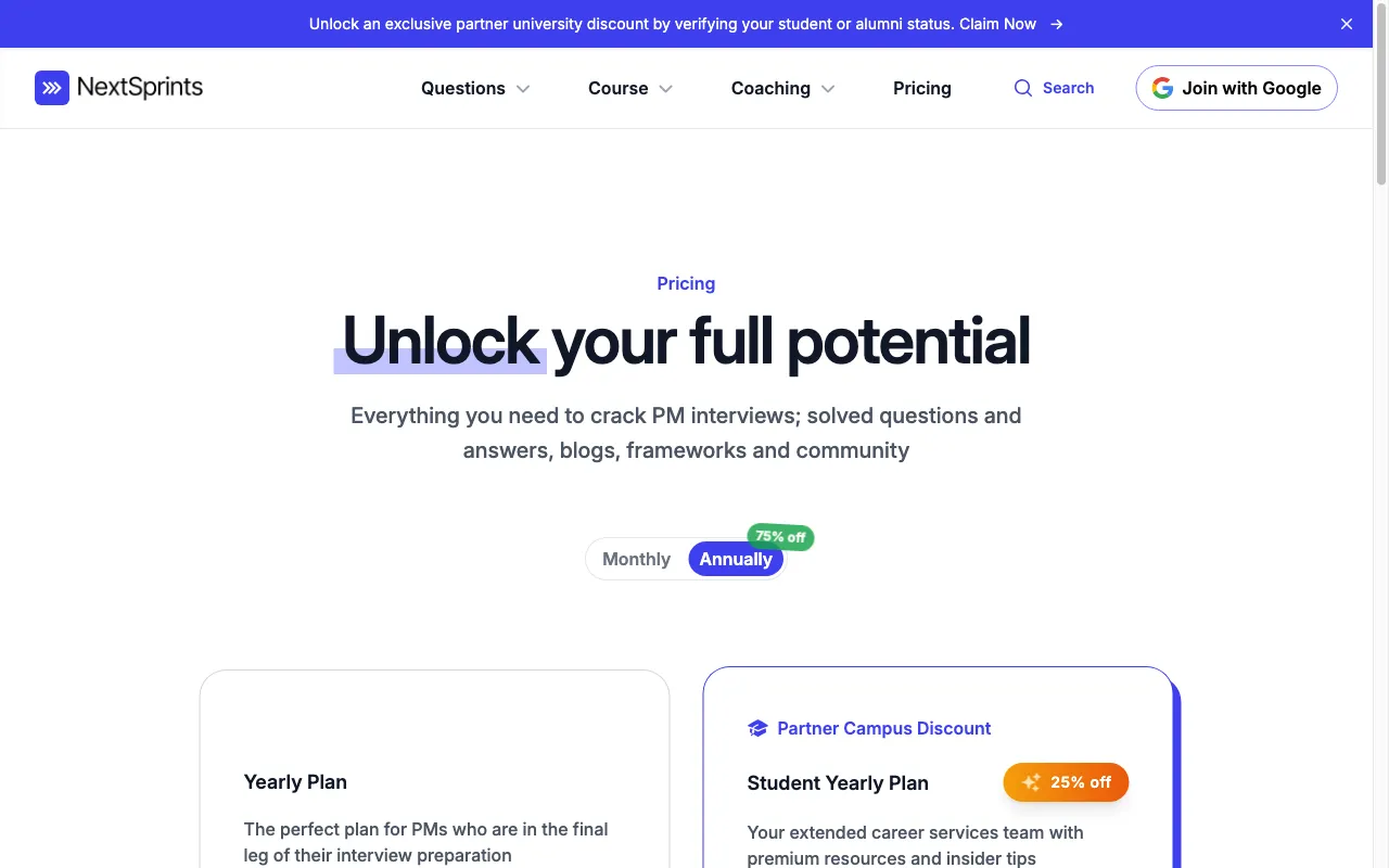 NextSprints Resume Reviewer — pricing page