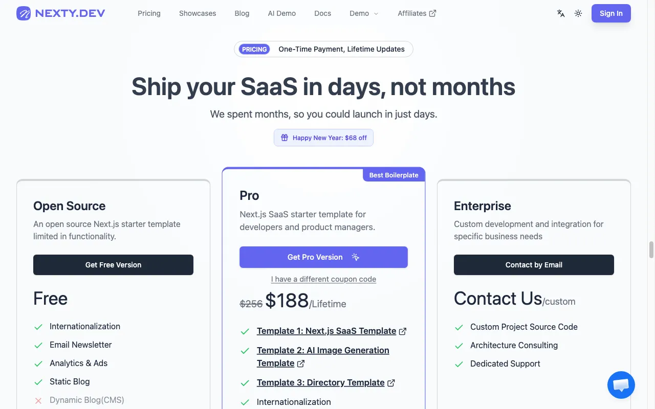 Nexty — pricing page