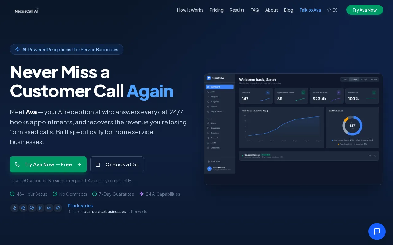 NexusCall AI — pricing page