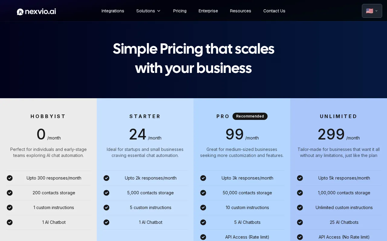 Nexvio — pricing page