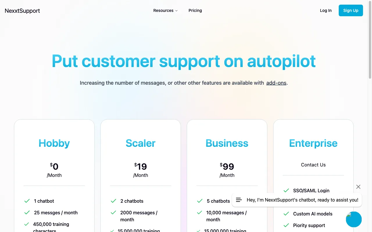 NexxtSupport — pricing page