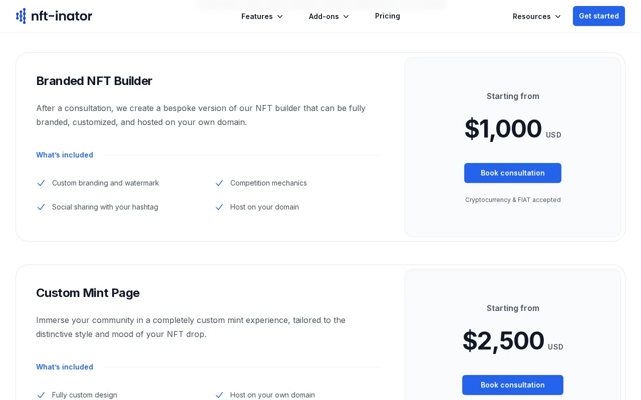 NFT-Inator — pricing page