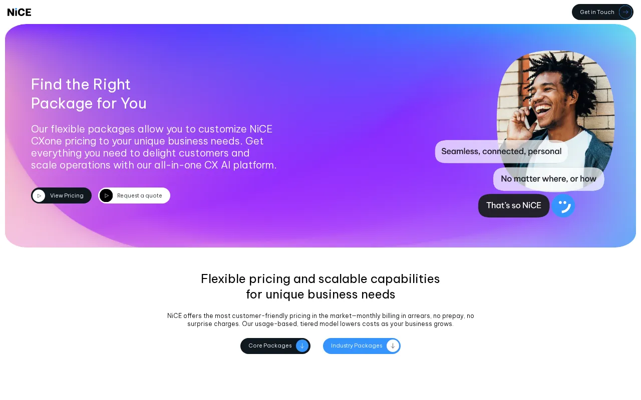 NiCE — pricing page