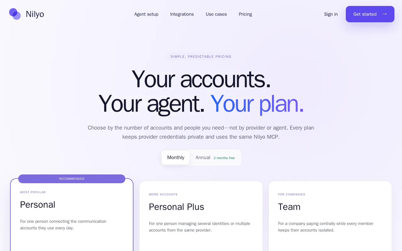 Nilyo — pricing page