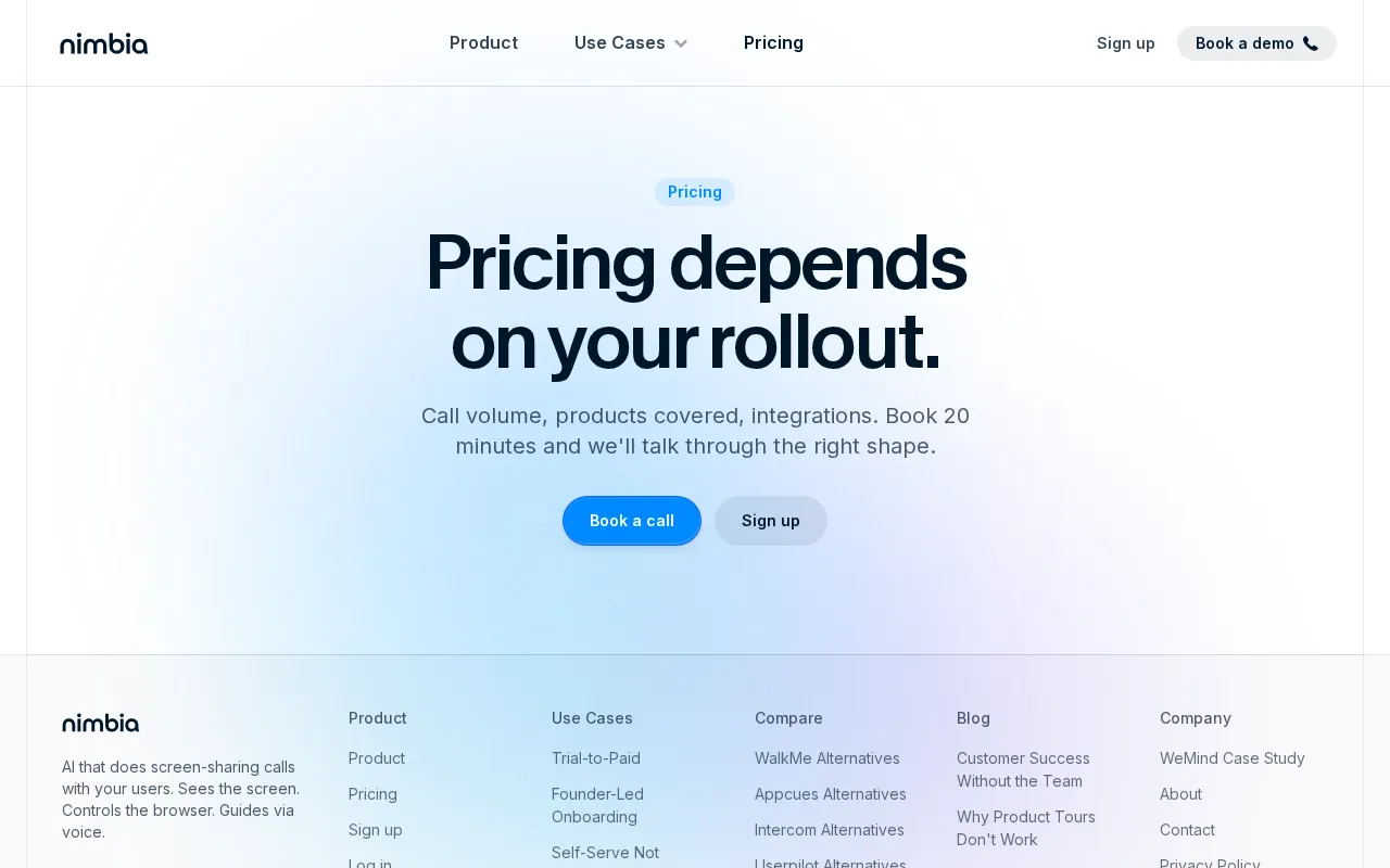 Nimbia — pricing page