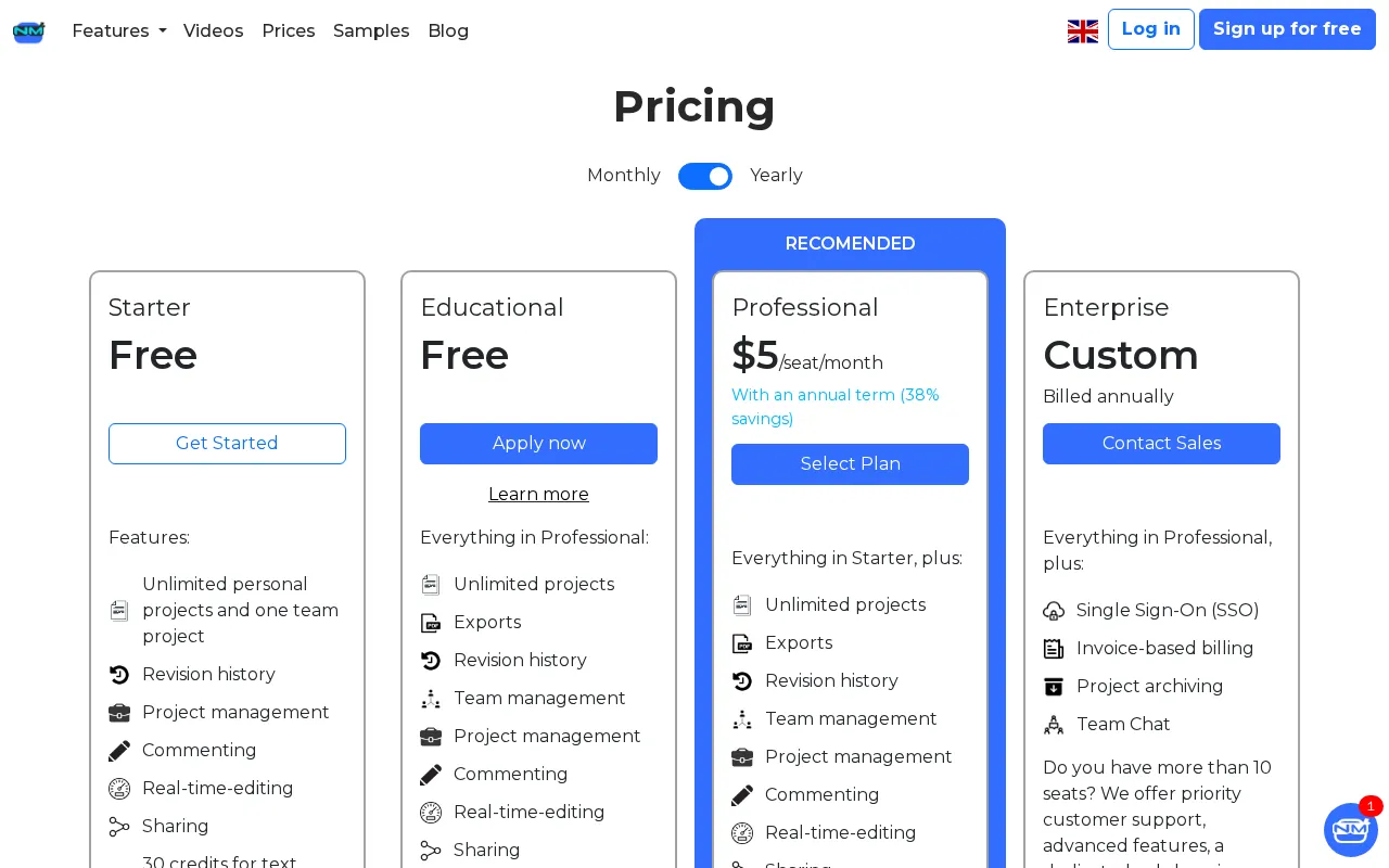 NinjaMock — pricing page