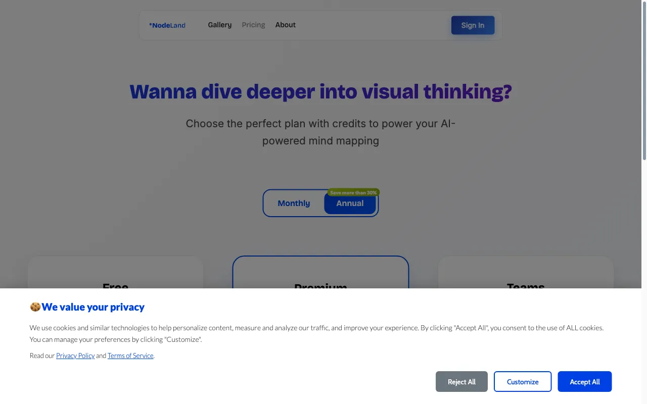 NodeLand — pricing page