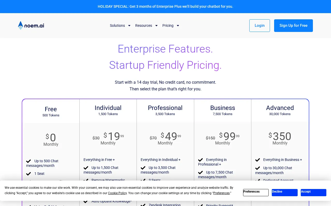 Noem — pricing page