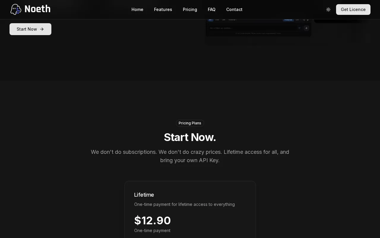 Noeth — pricing page