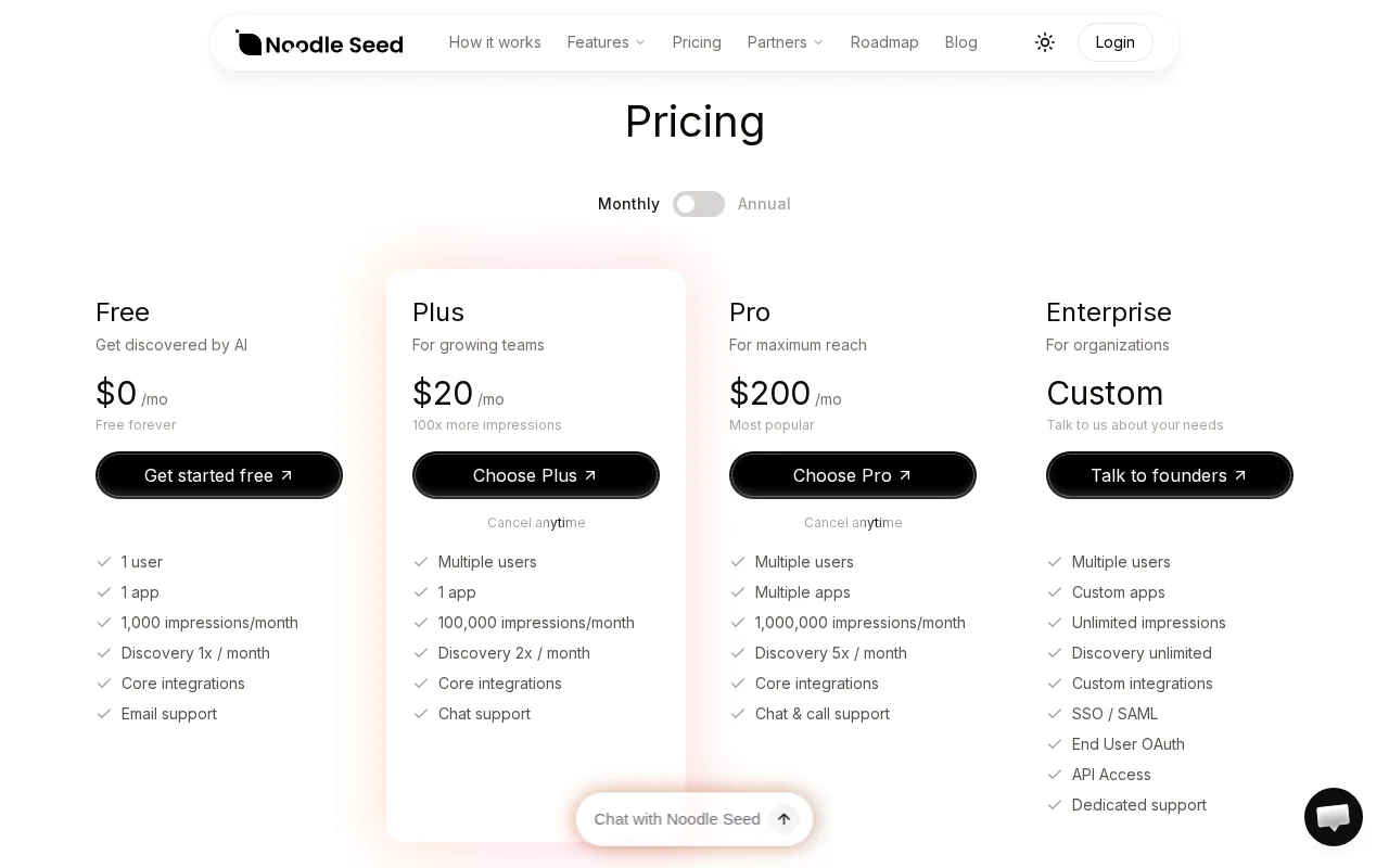 Noodle Seed — pricing page