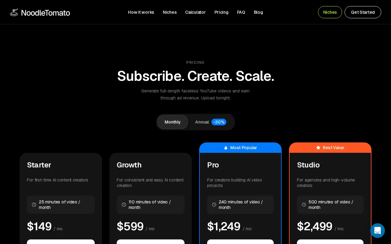 Noodle Tomato — pricing page