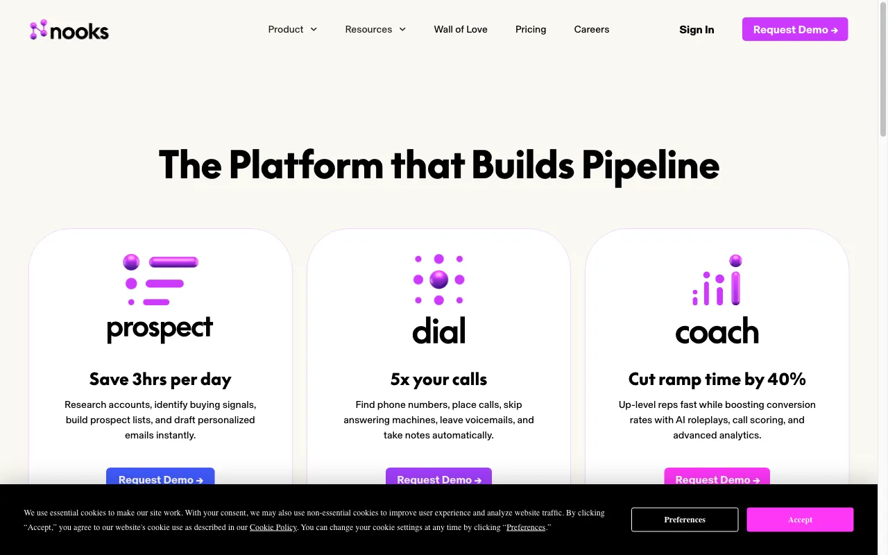 Nooks AI — pricing page
