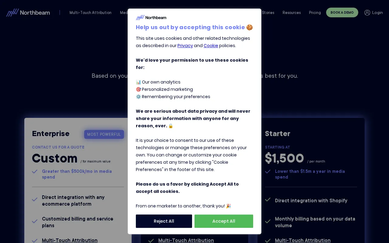 Northbeam — pricing page