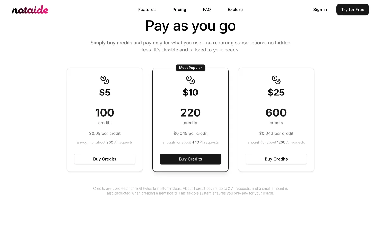 Notaide — pricing page