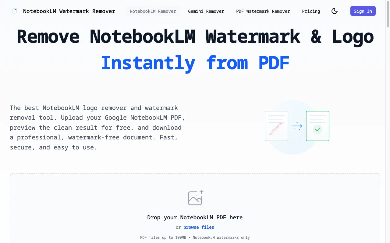 NotebookLM Watermark Remover — preview screenshot