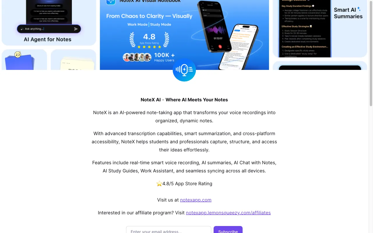 NoteX AI Notetaker, AI Notebook — preview screenshot