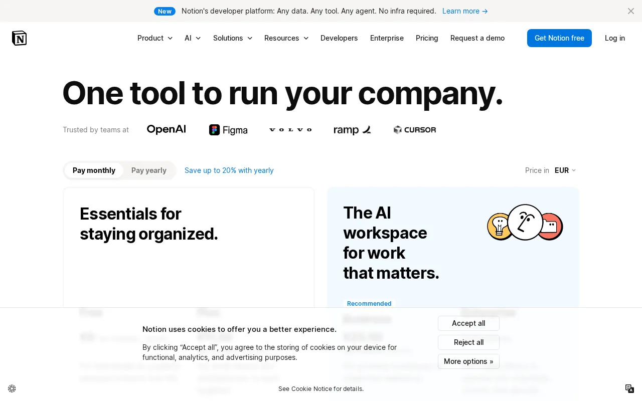 Notion MCP — pricing page