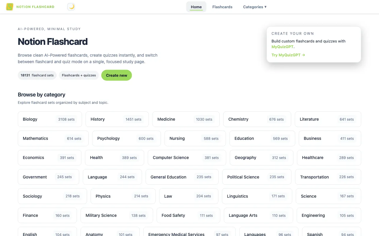 Notion Flashcard — preview screenshot