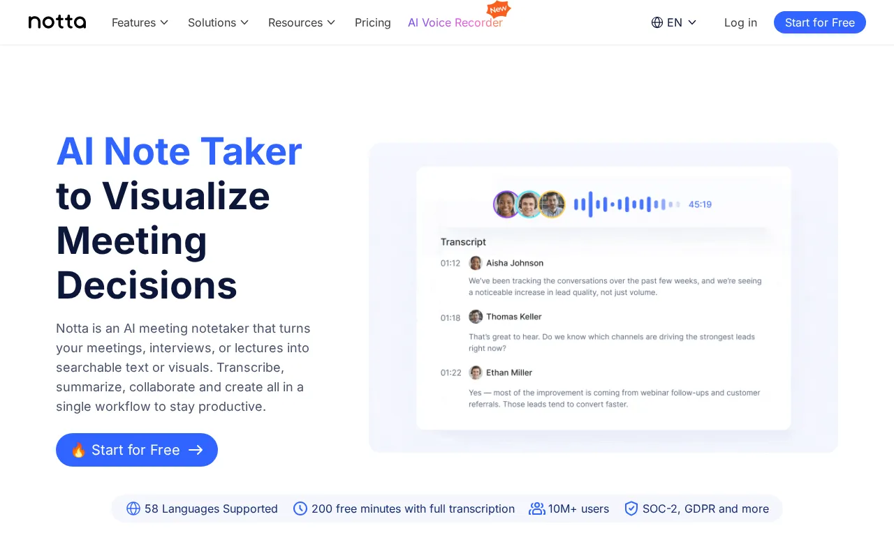 Notta — preview screenshot