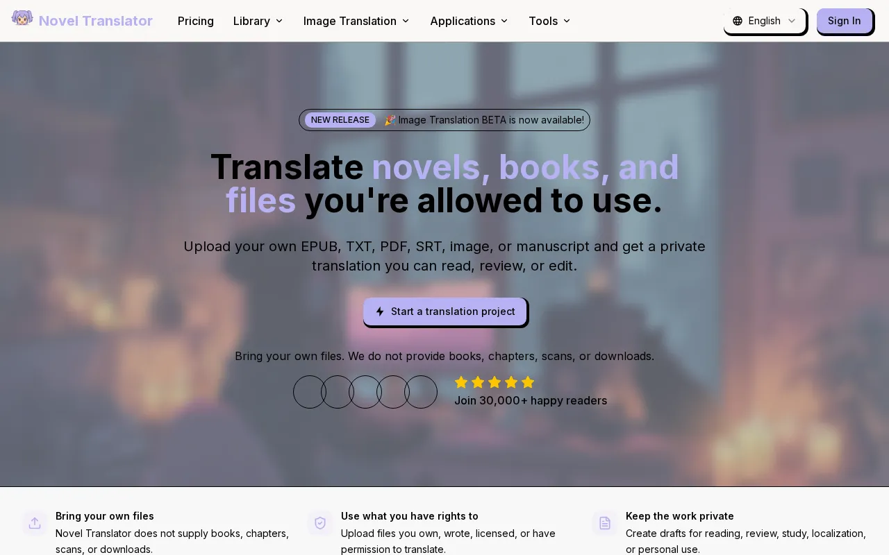 Novel Translator — preview screenshot