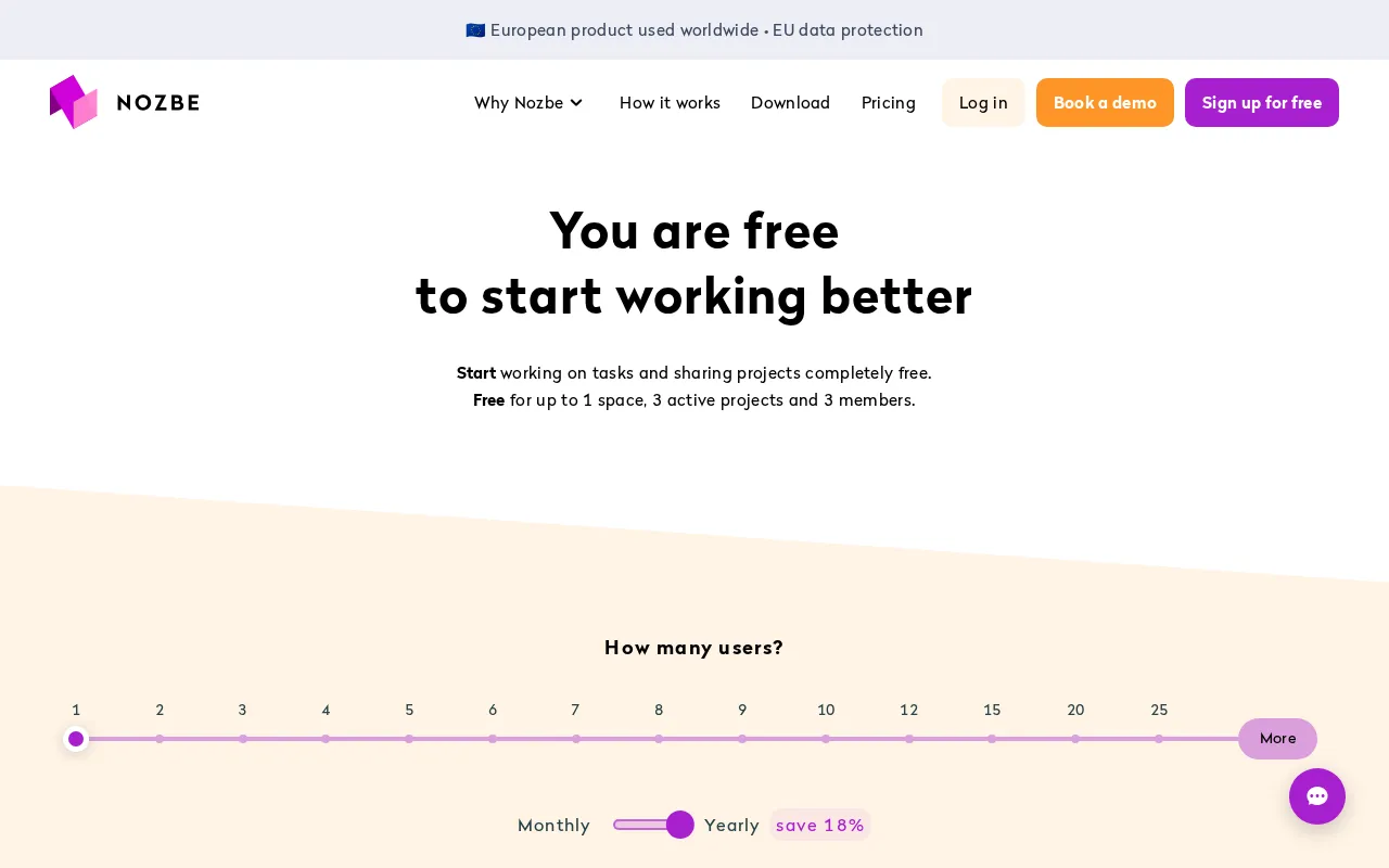 Nozbe — pricing page