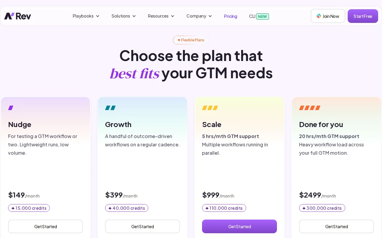 nRev — pricing page