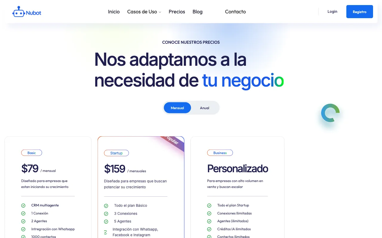 Nubot — pricing page