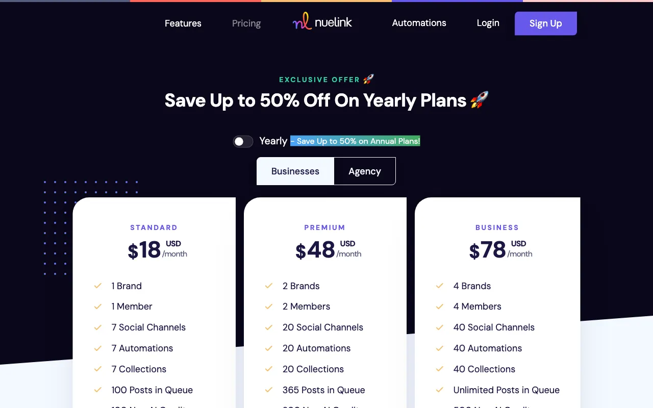Nuelink — pricing page