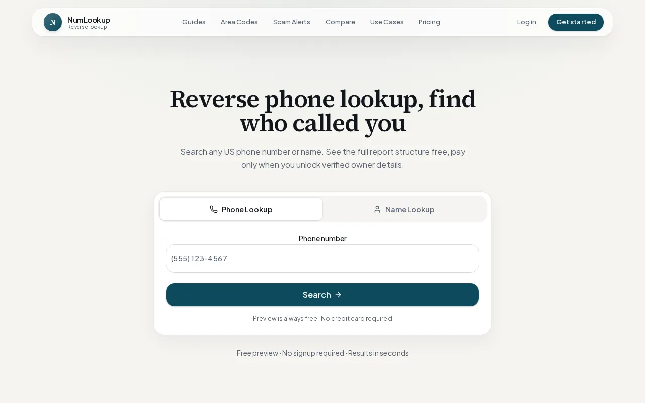 NumLookup — preview screenshot