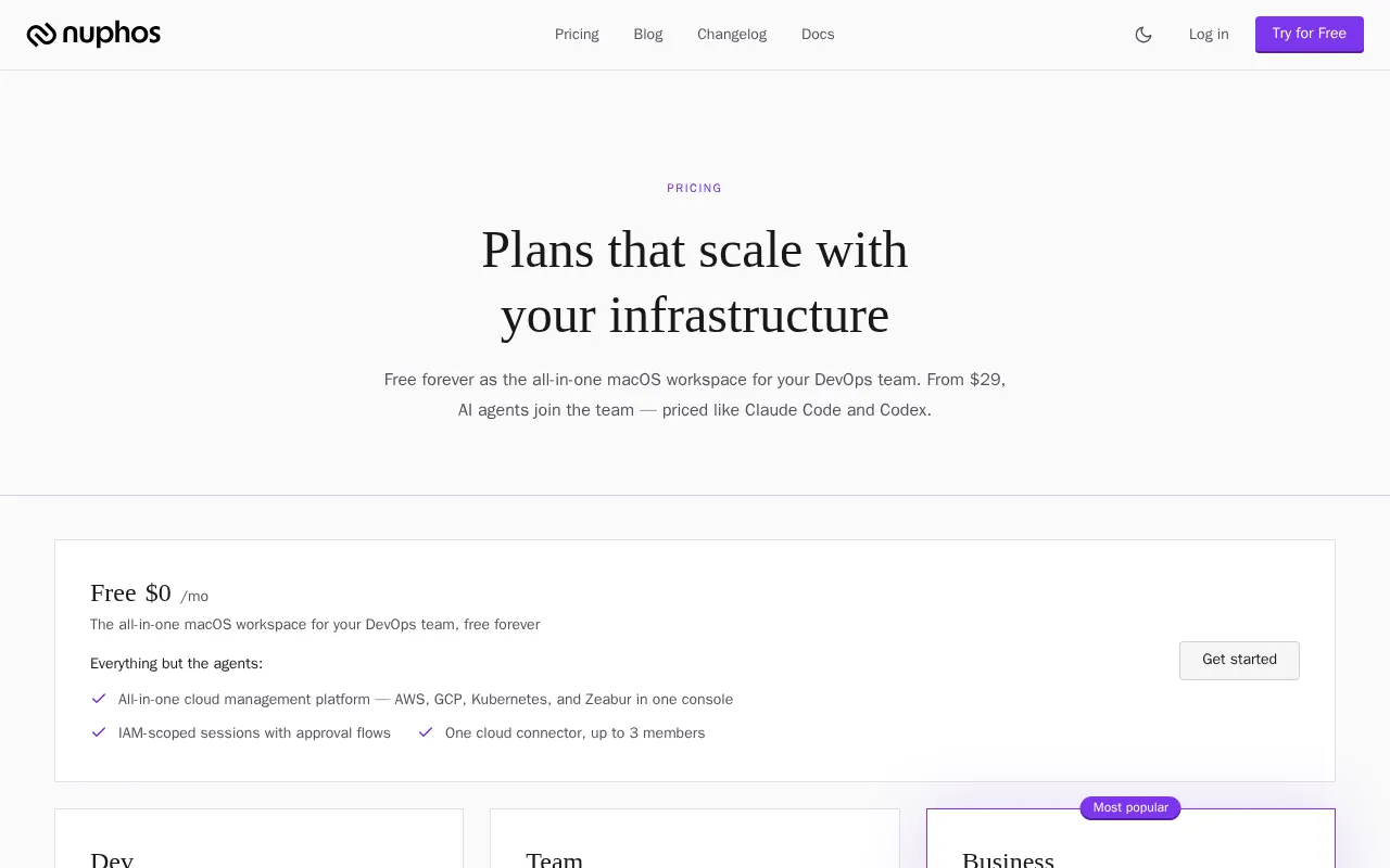 Nuphos — pricing page