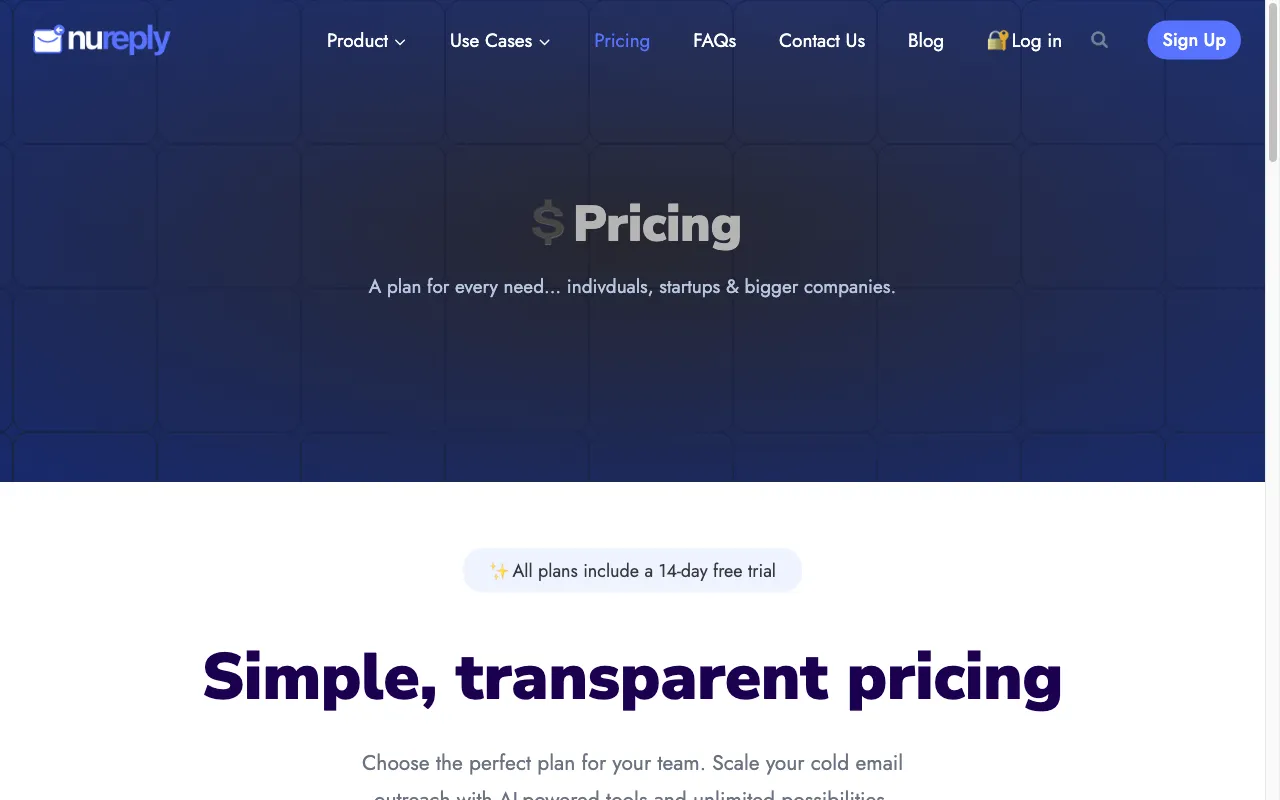 Nureply — pricing page