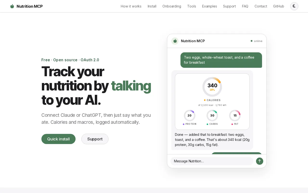 Nutrition MCP — preview screenshot