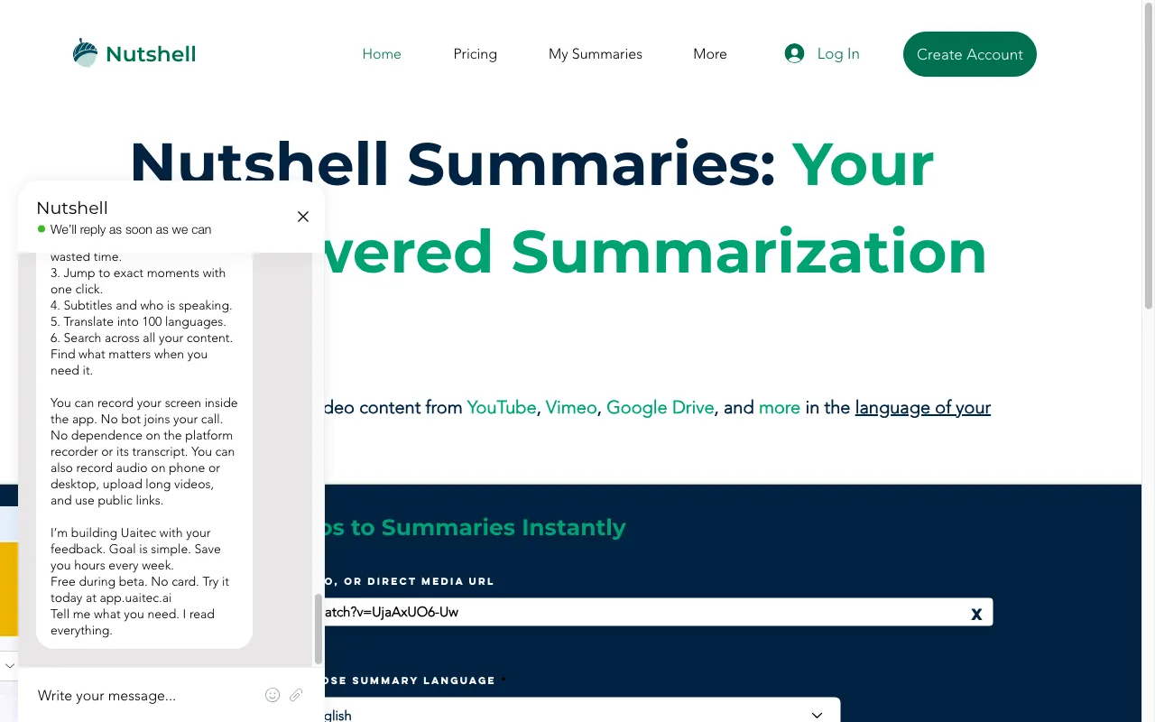 Nutshell Summaries 2.0 — preview screenshot