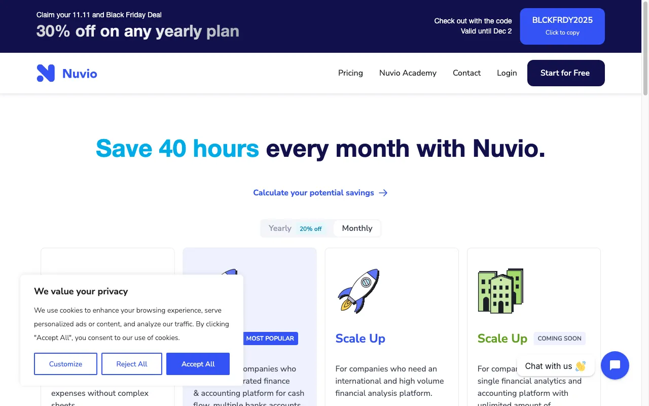 Nuvio — pricing page