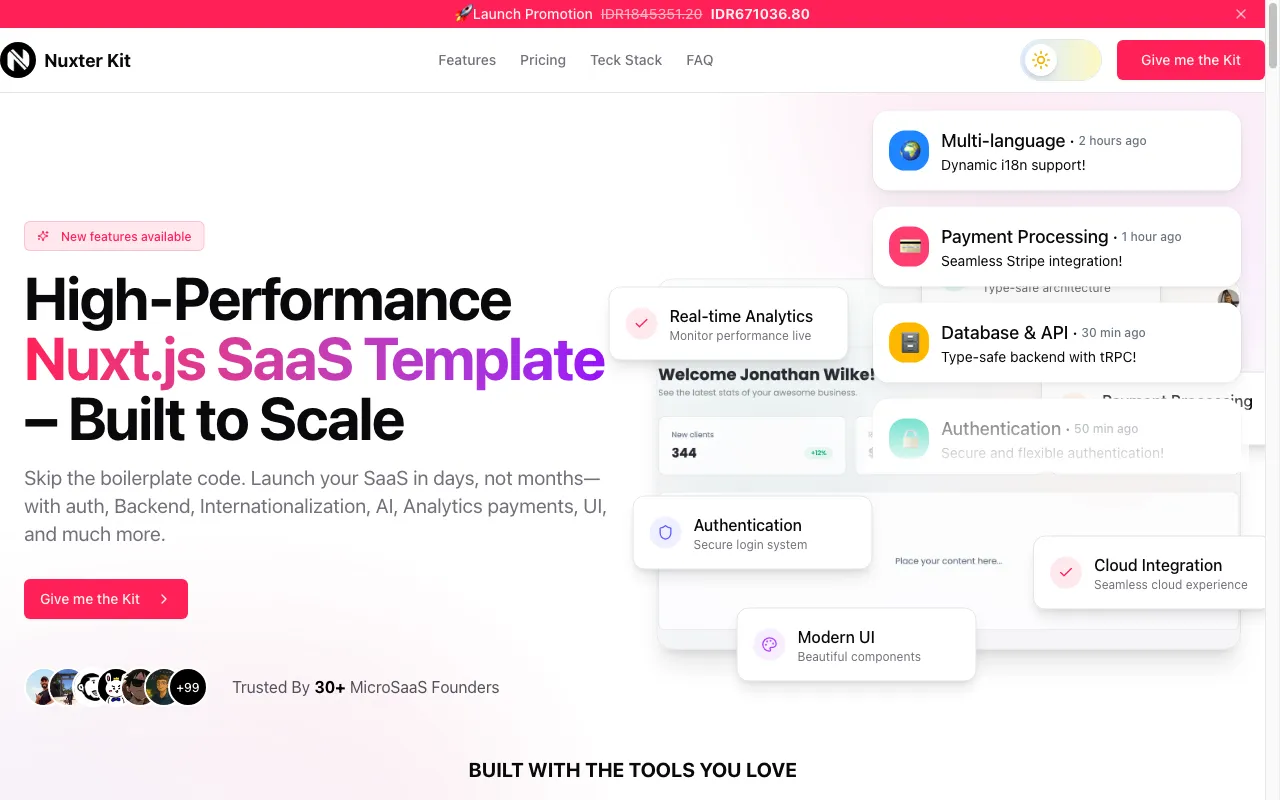 NuxtSaaS — preview screenshot
